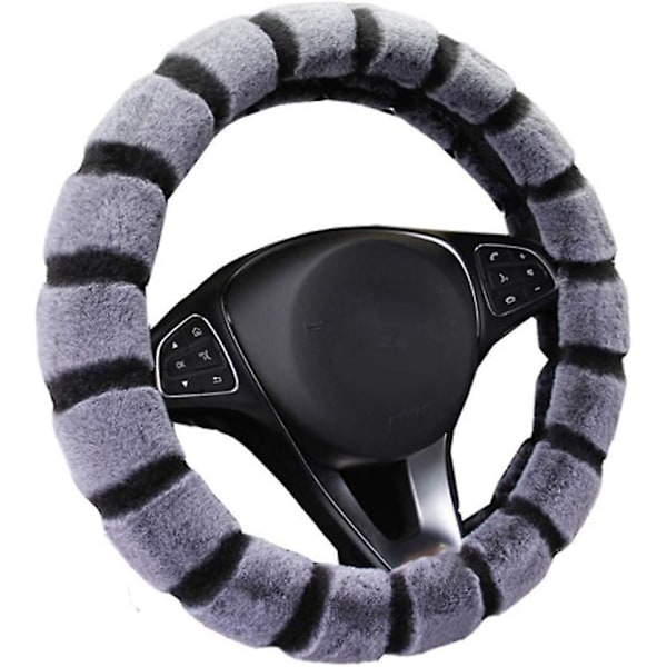 Rattstyrningsöverdrag för bil, universellt 14,96 tum, vintervarm, mjuk plysch, styling, interiörtillbehör, bilskydd (brun) Black