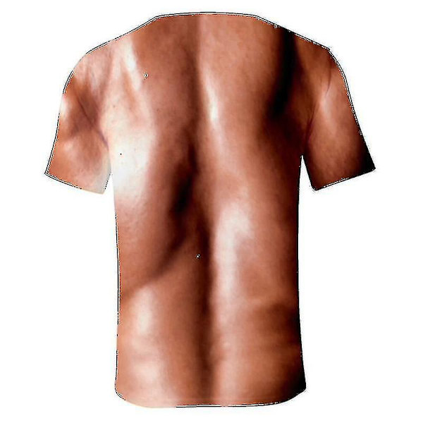 Simulerad muskeltröja för män - 3d Bodybuilding-tröja - t-shirt med naken hud på bröstmuskler 4XL