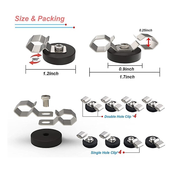 22 mm:n magneettiset kaapelipidikkeet, anti-scratch magneettikoukut, raskaat, liukumattomat kaapelipidikkeet, vahvat magneet BlackSilver