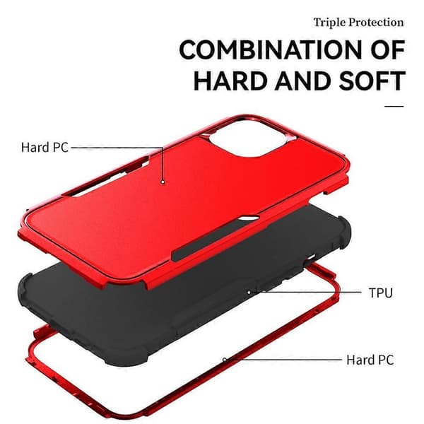 Commuter TPU + PC Telefonfodral för iPhone 15 Red Black