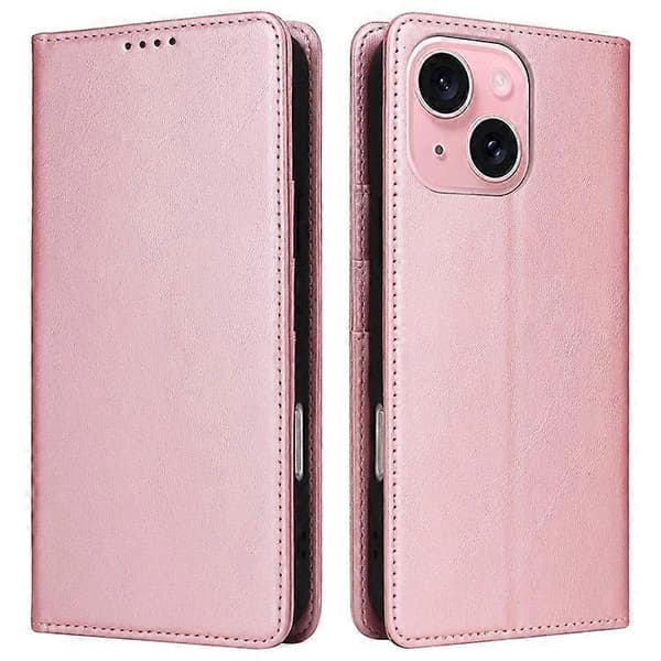 Kompatibel med iPhone 15 Plus / 14 Plus Fodral RFID PU Läder Plånboksstativskydd Pink