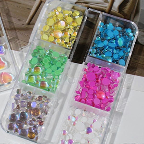3D Slikfarvede Glasperler Neglekunst Tilbehør Havfrue Krystal Rhinestone Neglekunst Tilbehør Diamant Neglekunst til DIY Neglekunst Dekoration Neglekunst style7574