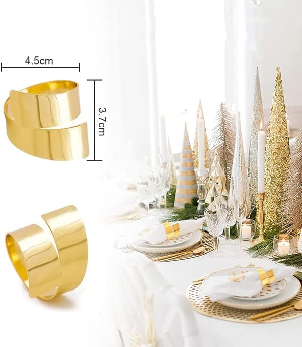 8 stk. metalservietringe guld servietholder servietring serviet bu
