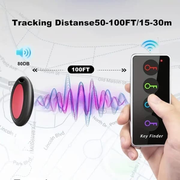 Wireless Key Finder with LED, Locator for Keys, Phone, Wallet, Remote Control