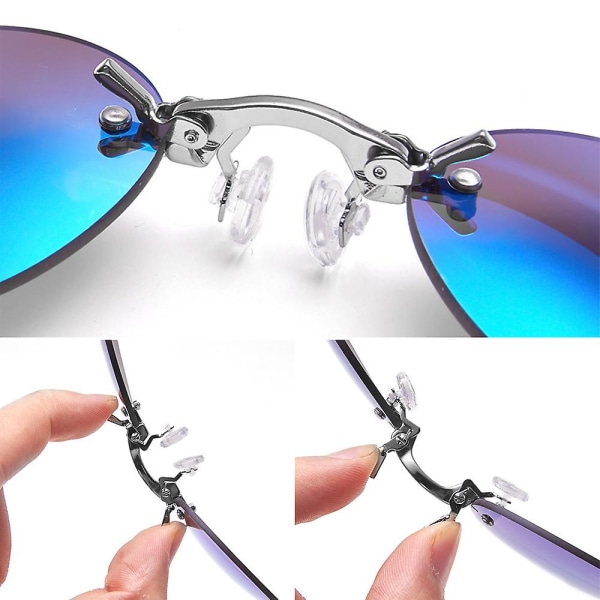 Matrix Morpheus Retro Men Round Clip On Nose Glasögon Båglösa solglasögon Ice Blue Lens