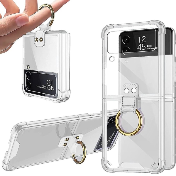Case Cover Galaxy Z Flip 3 -puhelimelle pidikerenkaalla Clear