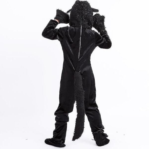Børns Cosplay Sæt Dyresvart Kattekostume 140 150cm