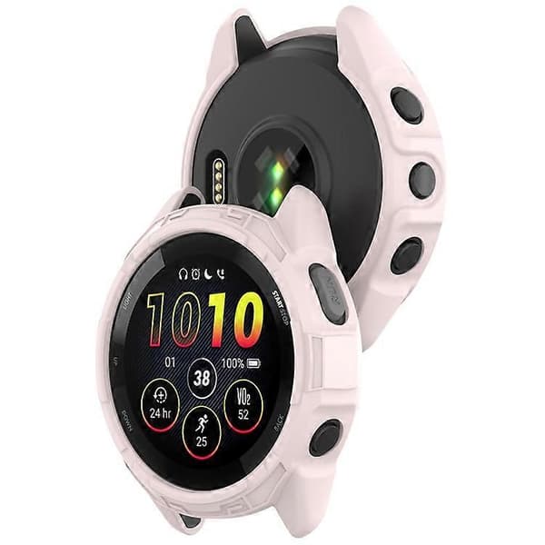 Kompatibel med Garmin Forerunner 265 Mjukt TPU-klockfodral Stötsäker Bumper Ramöverdrag LightPink