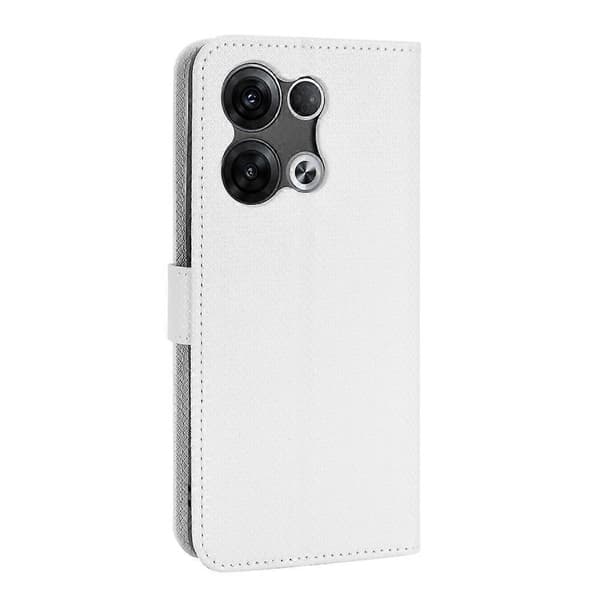 Diamanttexturerat läderfodral för OPPO Reno8 Pro White