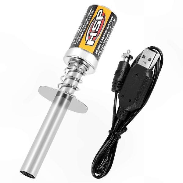 USB genopladelig gløderørs-tænder til 1/10 nitro-motorer, 1,2V 1800mAh batteristrøm As Shown