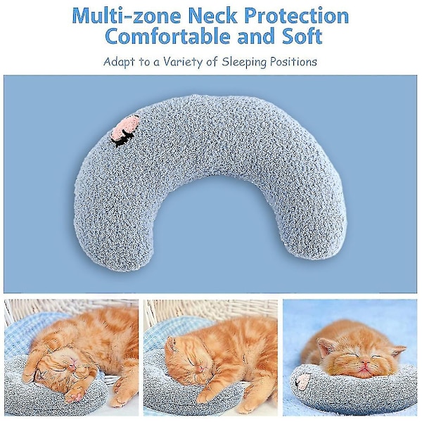 Pet Dog Blød seng beroligende nakkepude Hunde Fluffy beroligende legetøj Halv donut cuddler Blue