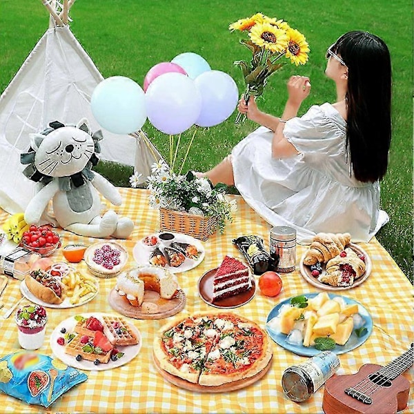 Vandtætte Foldbare Tæpper Opbevarlig Moderne Picnicmåtte Til Udendørs Camping Strand Red Plaid 150 x 200cm