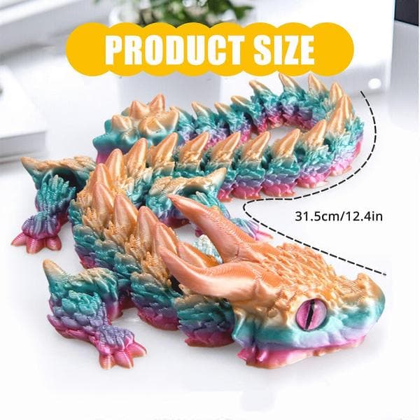 3D-printad stresslindrande drakfidgetleksak Mångsidig flexibel design för lekfull interaktion hemma eller på språng Regnbåge Rainbow