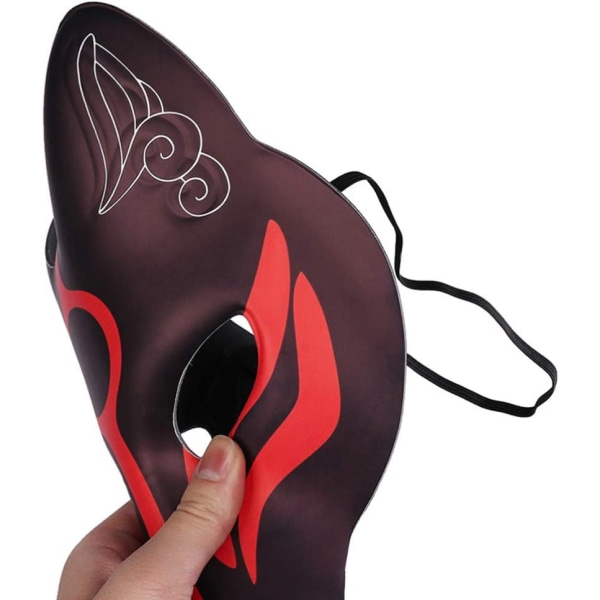 Rævemasker Japanske Kabuki Kitsune-masker Masqueradefest til voksne Sorte masker Cosplay-kostumerekvisitter Kimono-fest Balrekvisitter til balbal B