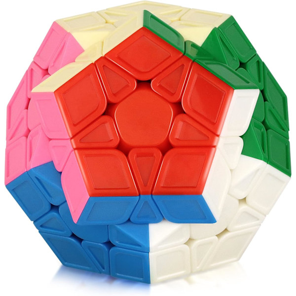 Megaminx-kuutio, dodekaedrinen nopeuskuutio 3x3 dodekaedrinen kuutiopulmakuutio Magic Speed Cube, erittäin kestävä ja helppo kääntää (mustat tarrat) Without adhesive