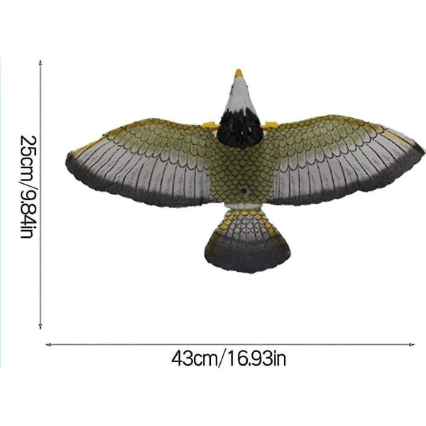 Elektronisk flygande örn lysande hängande fågel med musik skadedjursavvisande trädgårdsdekro (1st, gul)