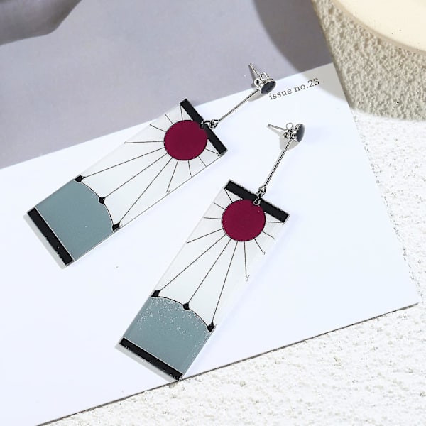 925 Sterling Sølv Tanjiro øredobber,anime Demon Slayer Cosplay Tanjiro Black Earrings Øreklips Kimetsu No Yaiba Hanafuda Halloween For Menn Kvinner Øredobber