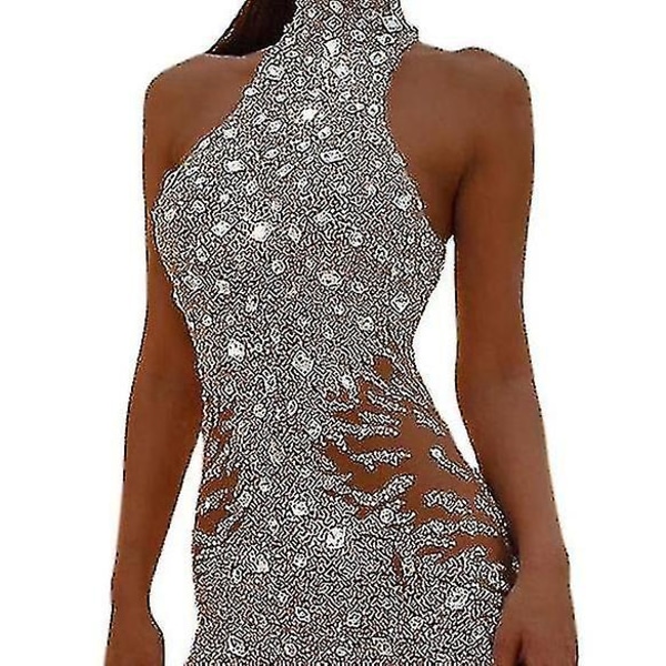 Sequin Jumpsuit Overalls For Women Långärmad Sparkly Bodycon Slim Rompers-r L