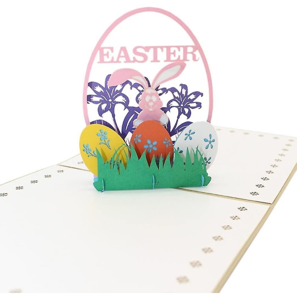 Påske lykønskningskort sæt, kreativ popup gavekort tomt 3d kanin feriekort og æg popup kort til voksne børn 1 stk.
