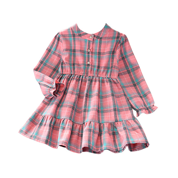 Tyttöjen Ruudullinen Babydoll-Paita, 120cm Rose powder 120cm
