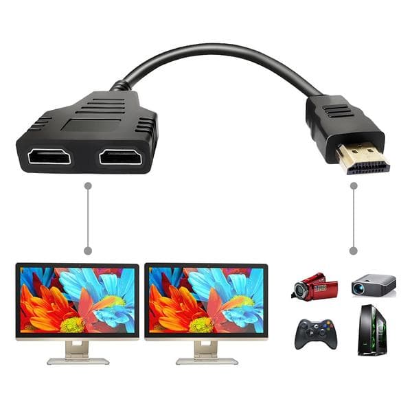 HDMI-splitteradapterkabel - HDMI-splitter 1 ind 2 ud HDMI