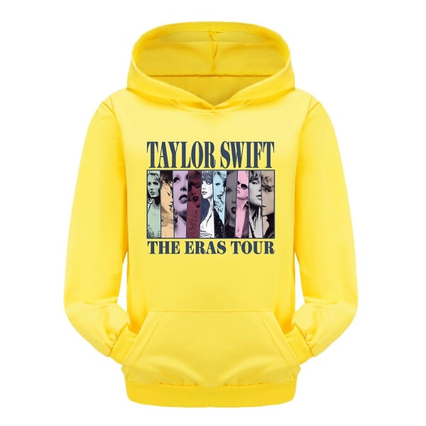 3-16 år Barn Pop Taylor Swift The Eras Tour Printed hoodie Flickor Pojkar Huvtröja Pullover Toppar Yellow 7-8T 130CM