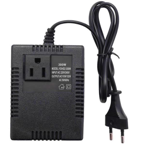 220/240V til 110/120V Nedspændingstransformator Converter EU Stik Svart