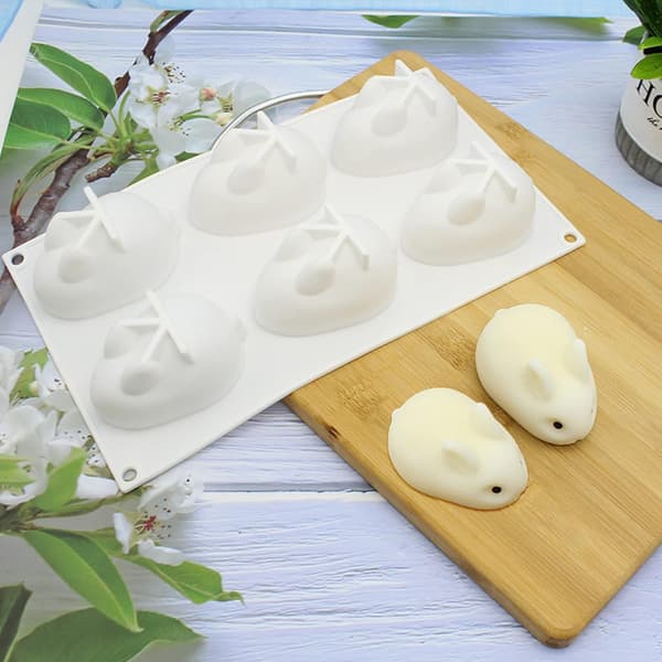 Kanin Silikonform, 6 Hulrom, 3D Kaninform Silikonform