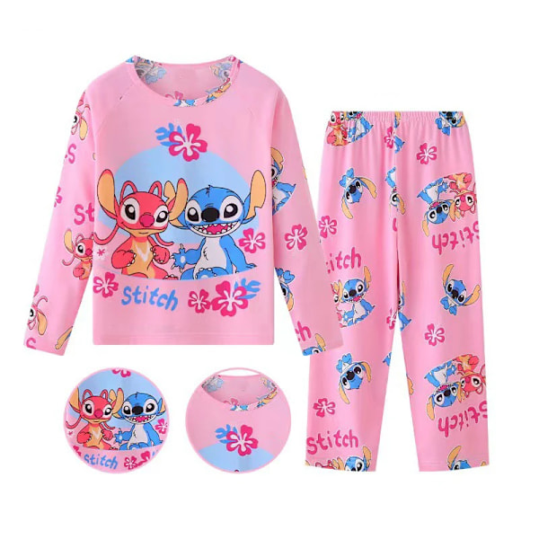 Pyjamas för barn Set Pojkar Sovkläder Långärmade Byxor Barnkläder Baby Flickor Vår Nya 18(135-145cm) Rose Red