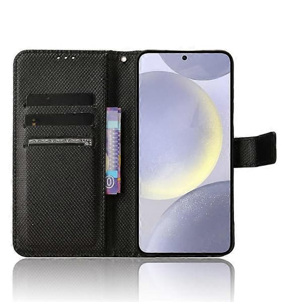 Kompatibel med Samsung Galaxy S25 Fodral PU Läder Diamant Textur Plånboksfodral