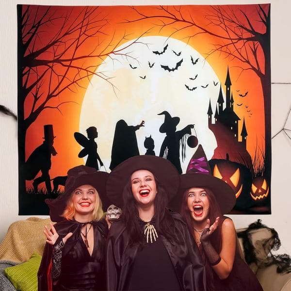 Halloween Väggbonad, Månnatt Fladdermus Väggbonader, Semester