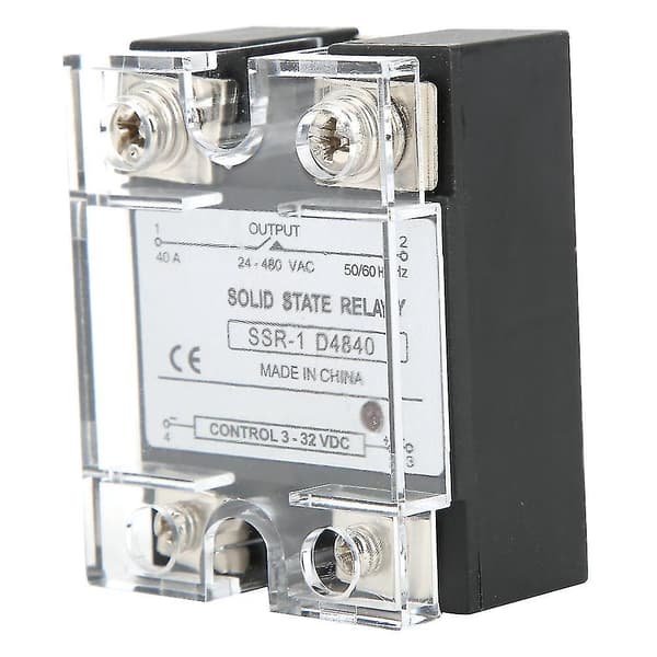 Fictory SSR-40-DA Halvledarrelämodul, DC-styrd AC 40A, 3-32VDC, högpresterande halvledarrelä för industriella applikationer