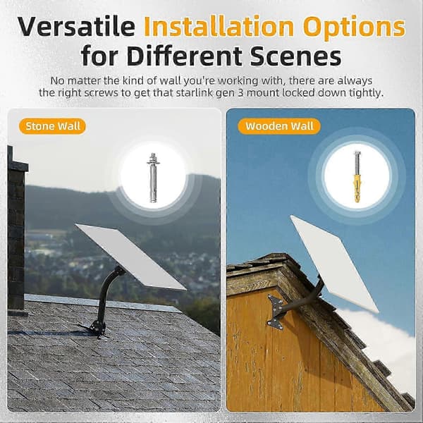 Starlink Gen 3 Takfäste Justerbart Svängbart Väggfäste med Generation 3 Metallrörsadapter för V3 Dish Pole Mount Kit 0,5 5
