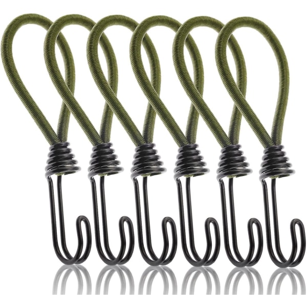 Pakke med 6 elastiske bånd med kroge, korte elastiske bånd, presenningstrammere med spiralkroge