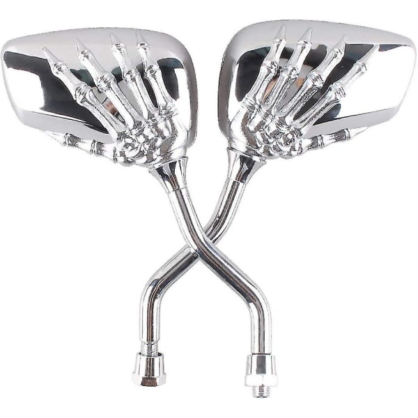 2x [8mm/10mm] Universal Motorcykel Backspegel Motorcykel Spegel Styre Spegel "fingers Of The Skeletons" Sidospegel Spegel Silber