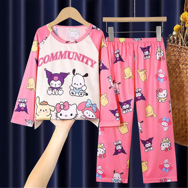 4-12-vuotiaiden tyttöjen Sanrio-kuvioidut pyjamasetit pitkähihaiset yläosat housut yöasut yöasut loungewear-lahjat Sanrio Community 4-5 Years