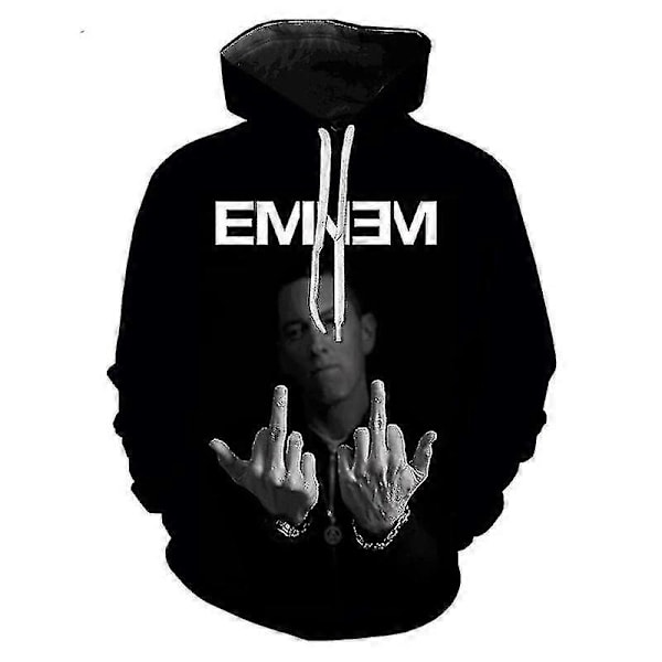 Eminem Tryckt Hoodie Rap Herr & Dam Hoodie Varm Tröja Topp Svart XL