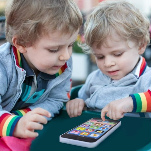 Småbørnslegetøj til 1-6 årige drenge piger,iphone til baby, babylegetøj 12-18 måneder, falsk telefon til småbørn 1-2 år Black