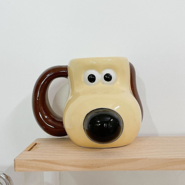 Gromit tegneseriehundekrus Keramisk søt hundekopp Flerbrukskrus med stor kapasitet for vann Kaffemelk