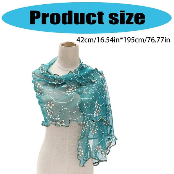 Lyxig blommig broderad scarf i premium polyestertyg, mjuk omlottstil, modeaccessoar, plommon Plum