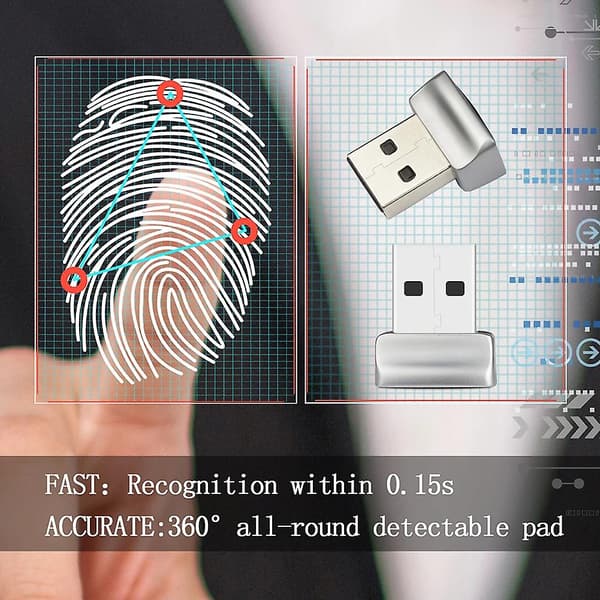 USB Windows-Hello Fingeravtrykksleser Anti-Spoofing Windows-System Sikkerhetsnøkkel for bærbare datamaskiner Silver