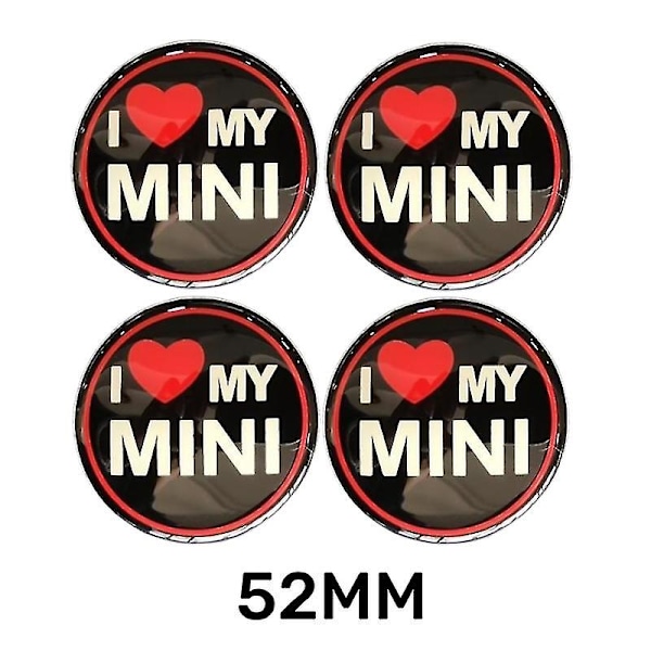 4 stk 52mm bilhjulnavsenterklistremerker logo for Mini Cooper Jcw R50 R52 R53 R56 R57 R58 R60 Mini Clubman Countryman tilbehør