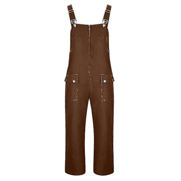 Herrebukser Retro Herre Cargobukser Nye Løse Og Store Størrelser Avslappede Overalls Brown XL