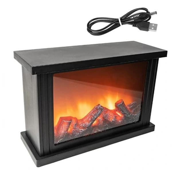 LED-spis, dekorativ spis, elektrisk, [USB-driven, batteri ingår ej], ingen värmare, realistisk