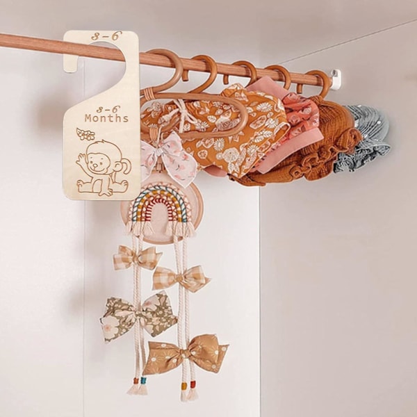 7 stk. Baby Garderobe Størrelsesinddelere Træ Baby Garderobe Organisatorer fra Nyfødt Spædbarn til 24 Måneder til Hjemme Børneværelse Baby 1