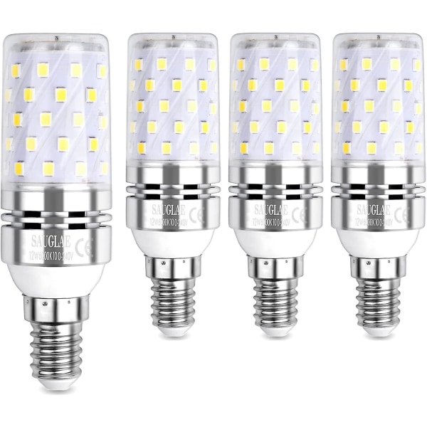 LED majspære 12W, 100W ækvivalente glødepærer, E14, 6000K Cool White, 1200LM, pakke med 4
