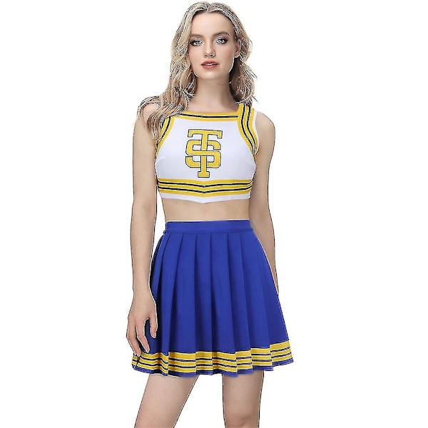 Taylor Cheerleader Uniform TS Shake It Off Blå Hvid Cheerleading Outfits Halloween Party Kostume Til Gymnasiepiger L