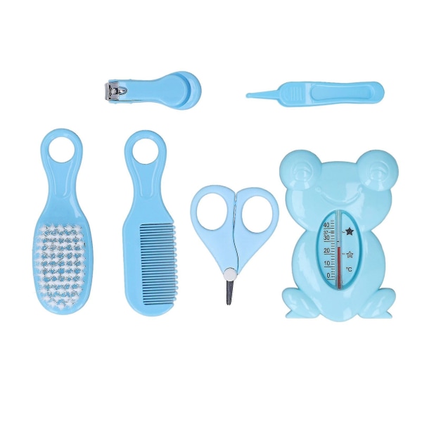 6 stk Spedbarnspleie Negleklipper Kambørste Booger Clip Termometer Combination Healthcare Kit Blue