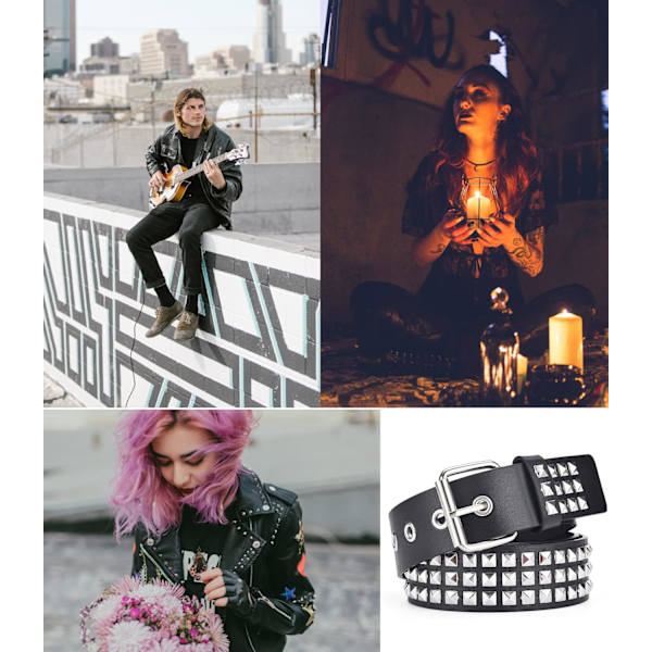 Spikkede Bælter Kvinder Y2K Bælte Stjerne Bælter Sort Pige Damer Spike Stud Punk Taljebælte til Halloween Cosplay