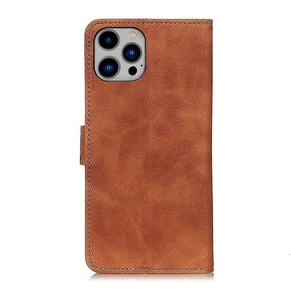 KHAZNEH Retro Tekstur Læder Telefoncover til iPhone 14 Plus Brown